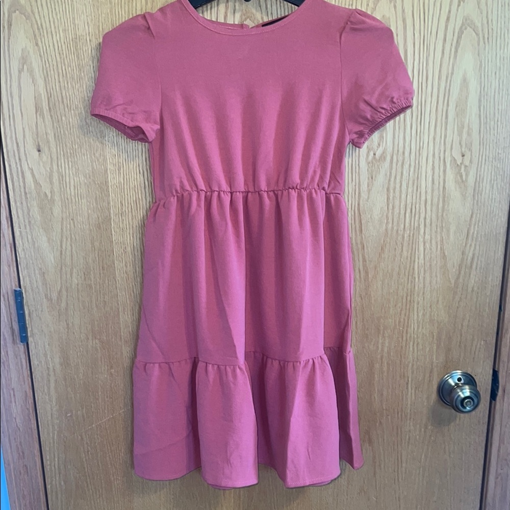 Love Ellie Mauve Tiered Ruffled Sundress with Puff Sleeves Lightweight Size 8/10